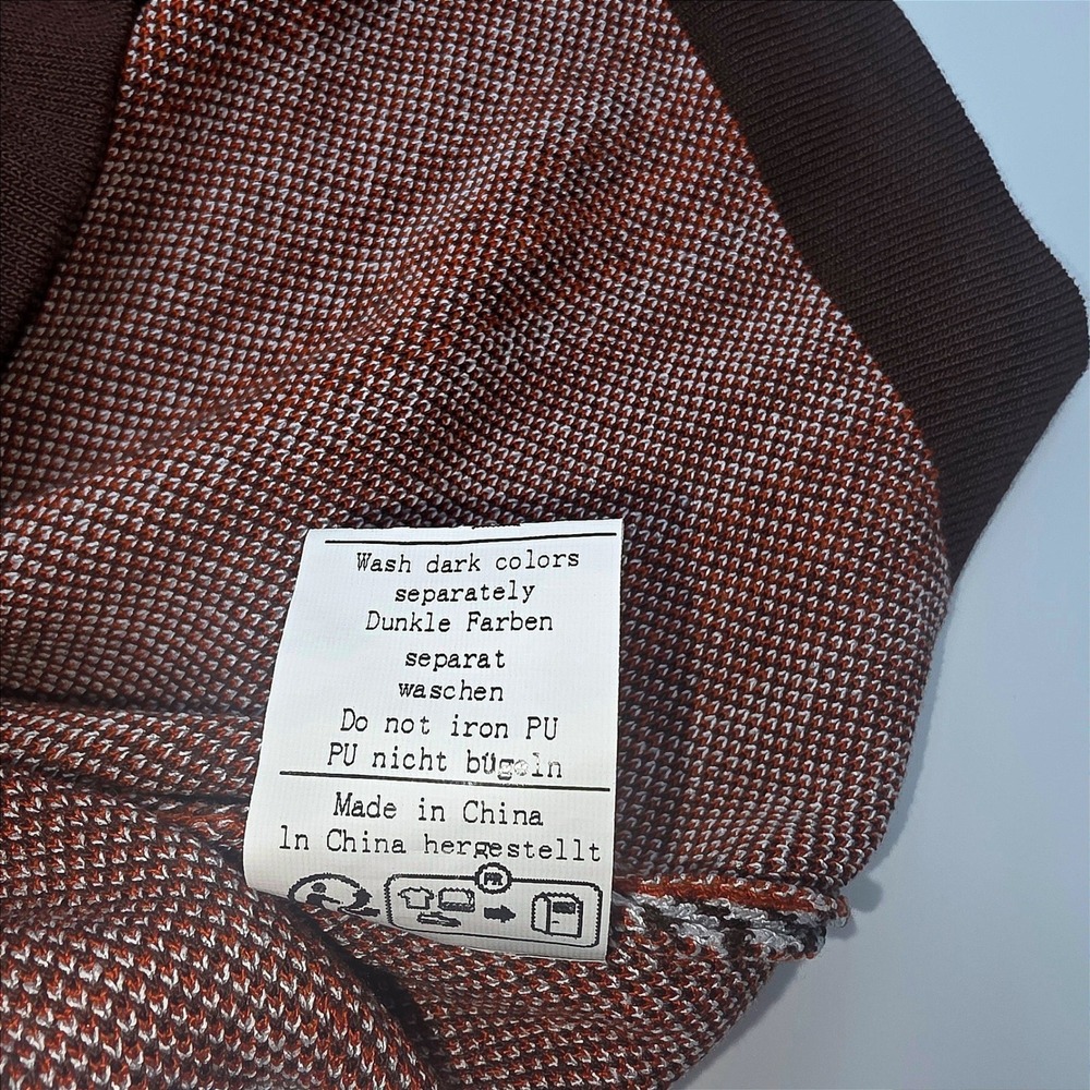 Vintage PJ Paul Jones‎ Men's Knit Polo Shirt Brown Orange White Stripe Size L - Picture 7 of 8